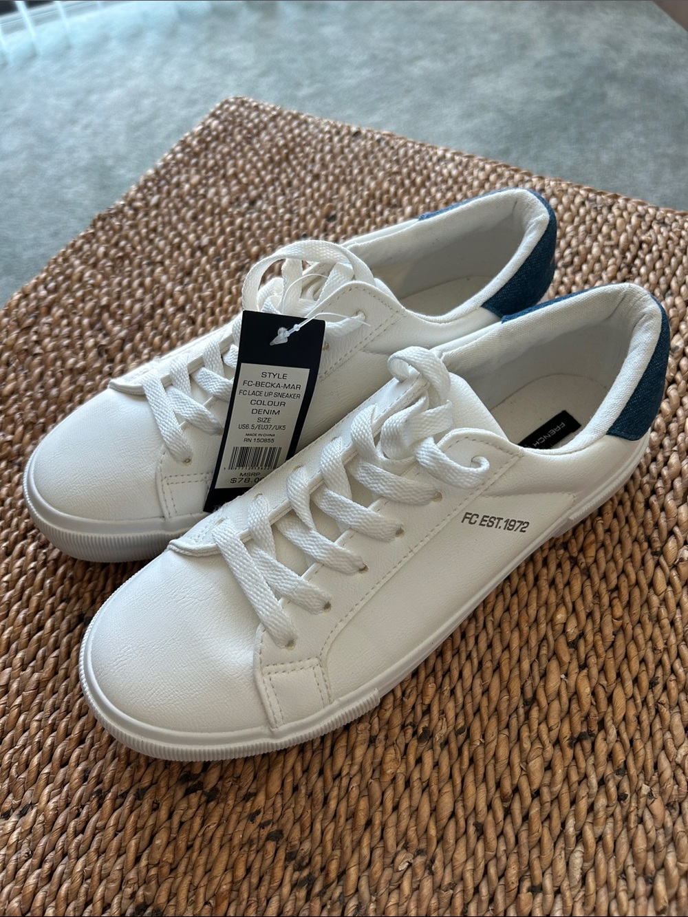 French Connection Becka Sneakers with denim heel accent